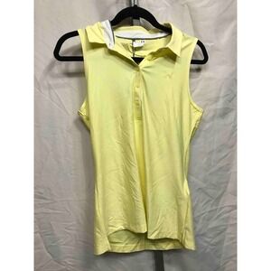 Under Armour Women's Sleeveless Golf Polo Shirt Yellow Heatgear Size Small